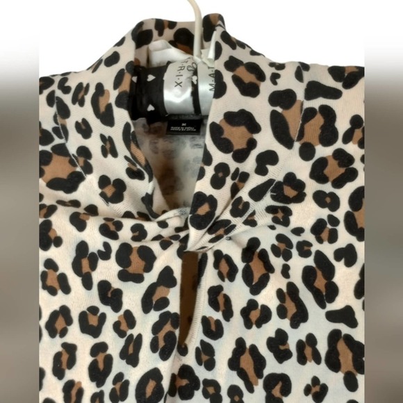 august silk Tops - Animal Print Top Medium Keyhole Front Mock Neckline Cheetah Leopard August Silk